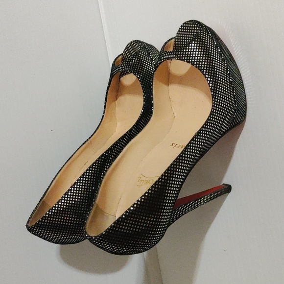 Christian Louboutin Two Tone Suede Peep Toe Pumps Size EU 36,5 US 6,5 - Picture 3 of 11